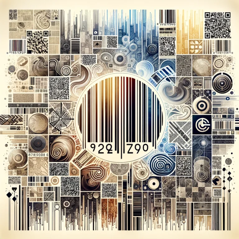 A creative montage featuring a variety of QR codes in different styles and contexts. Some QR codes are integrated into objects such as billboards, product labels, and business cards, while others are displayed as standalone designs with artistic backgrounds.